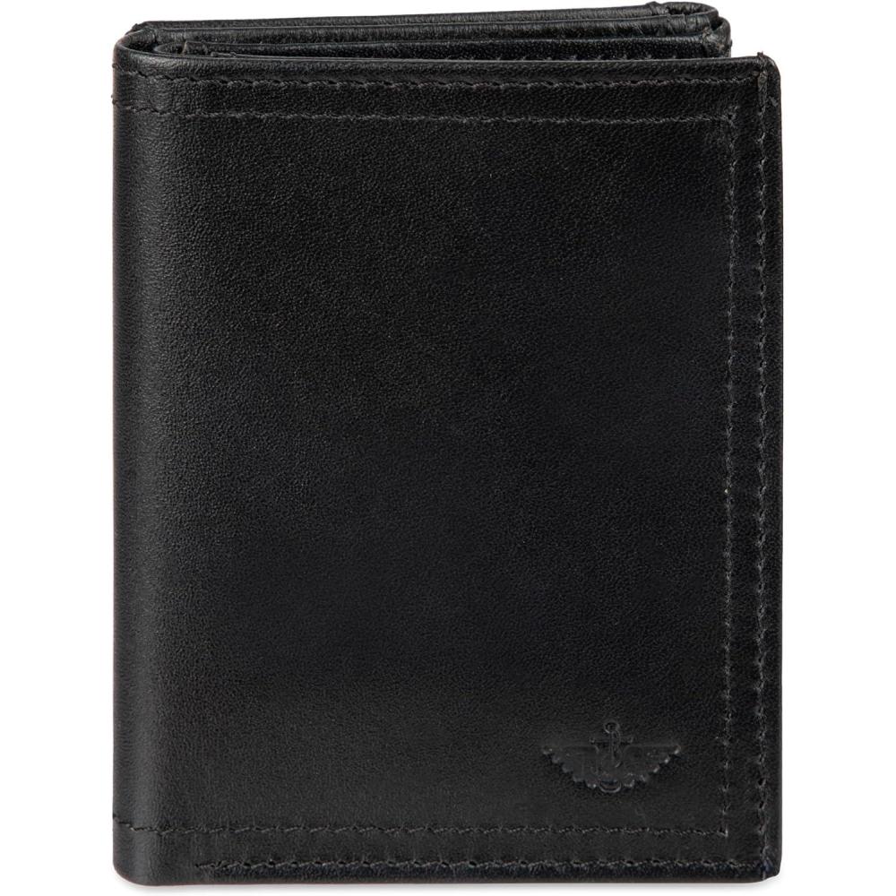 imageDOCKERS Mens Extra Capacity Slim Profile Trifold Wallet with Multiple Card Slots and Id WindowBlack ZFold