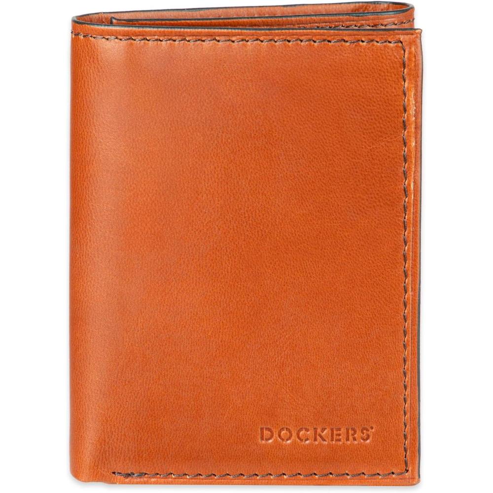 imageDOCKERS Mens Extra Capacity Slim Profile Trifold Wallet with Multiple Card Slots and Id WindowTan Xcap
