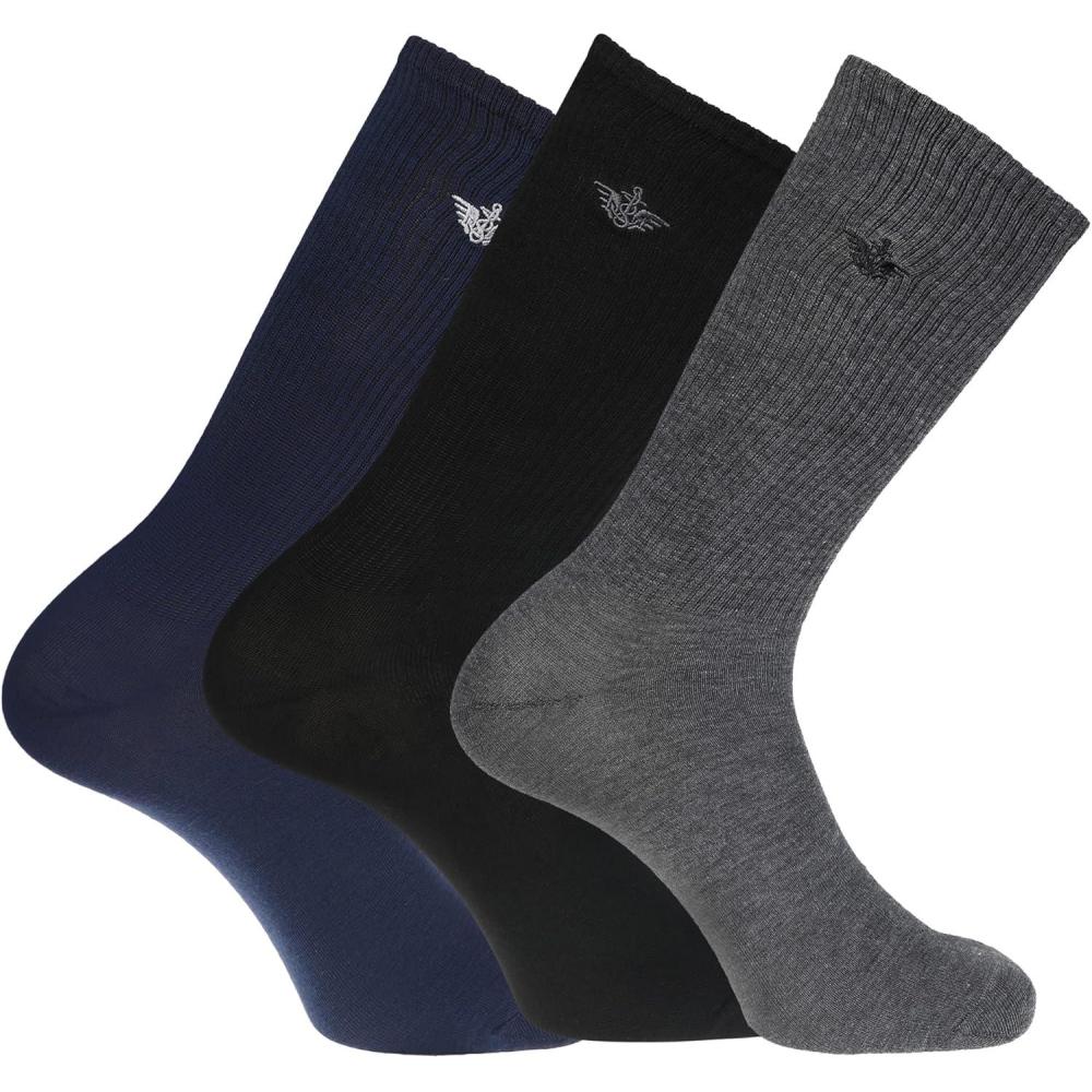imageDOCKERS Mens Performance Socks  3Pairs and 6Pairs Athletic and Dress Crew Socks for MenNavy Multi 3 Pairs