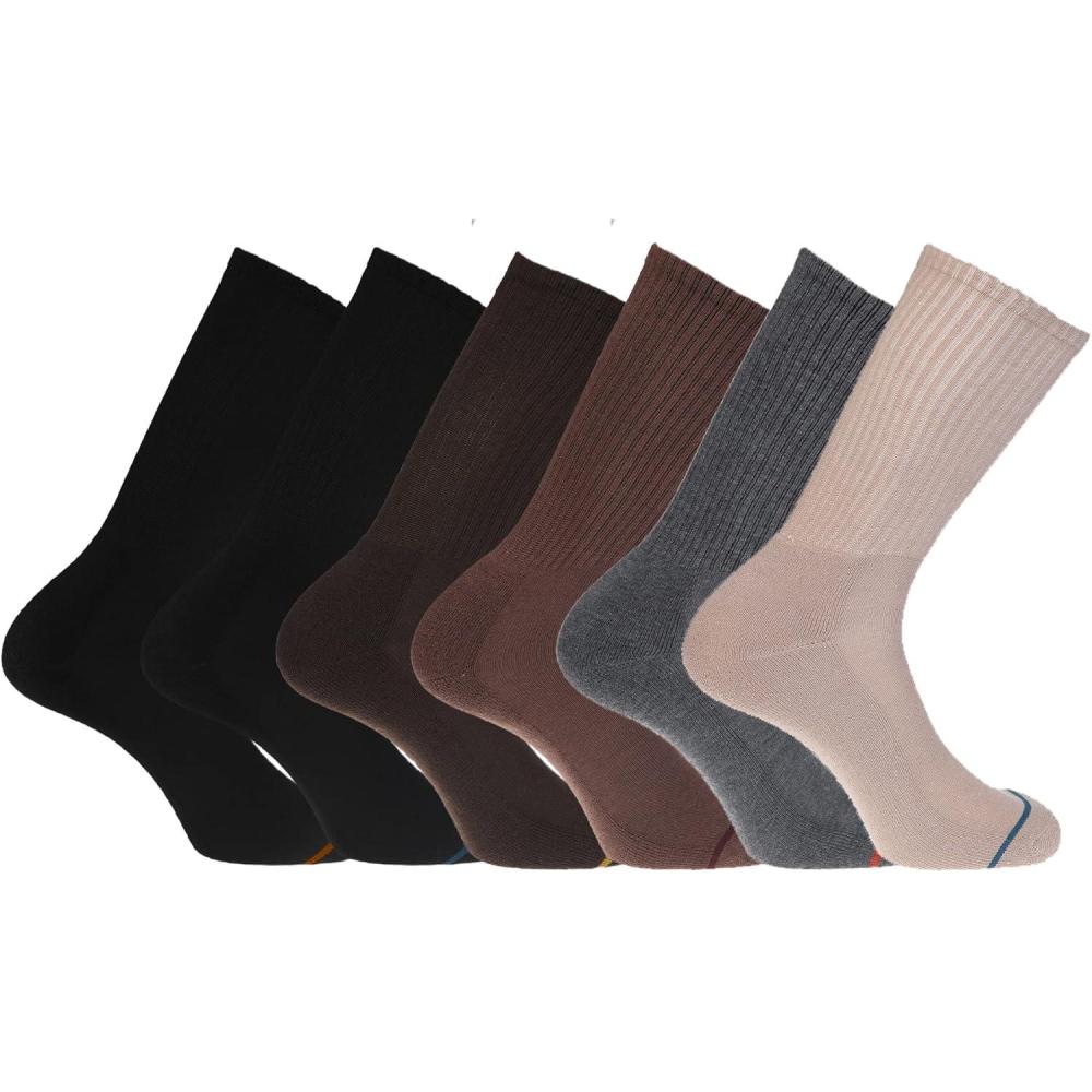 imageDOCKERS Mens Performance Socks  3Pairs and 6Pairs Athletic and Dress Crew Socks for MenTan Multi 2 6 Pairs