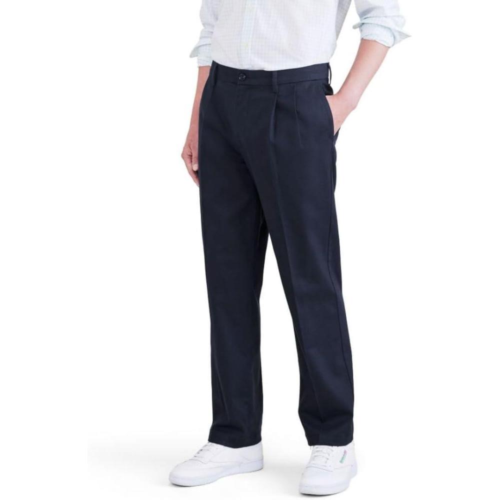 imageClassic Fit Signature Iron Free Khaki with Stain Defender Pants  Pleated Regular and Big ampamp TallNavy Blazer