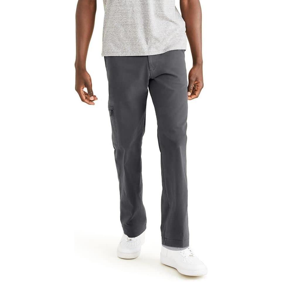 imageDOCKERS Mens Goto Cargo Straight Fit Smart 360 Flex Pants Standard and Big ampamp TallBurma Grey