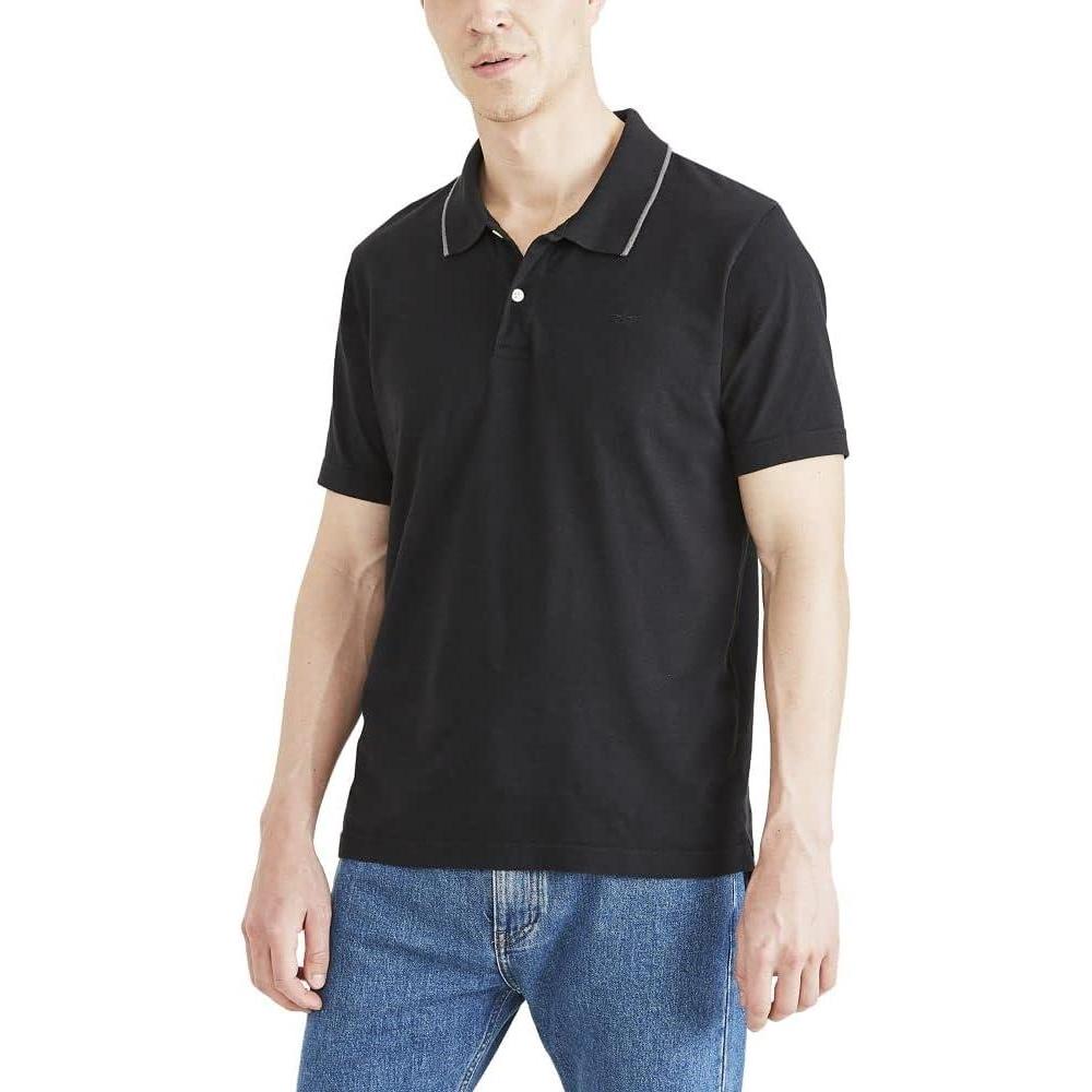imageDOCKERS Mens Short Sleeve Perfect Performance Polo Regular and Big ampamp TallBeautiful Black