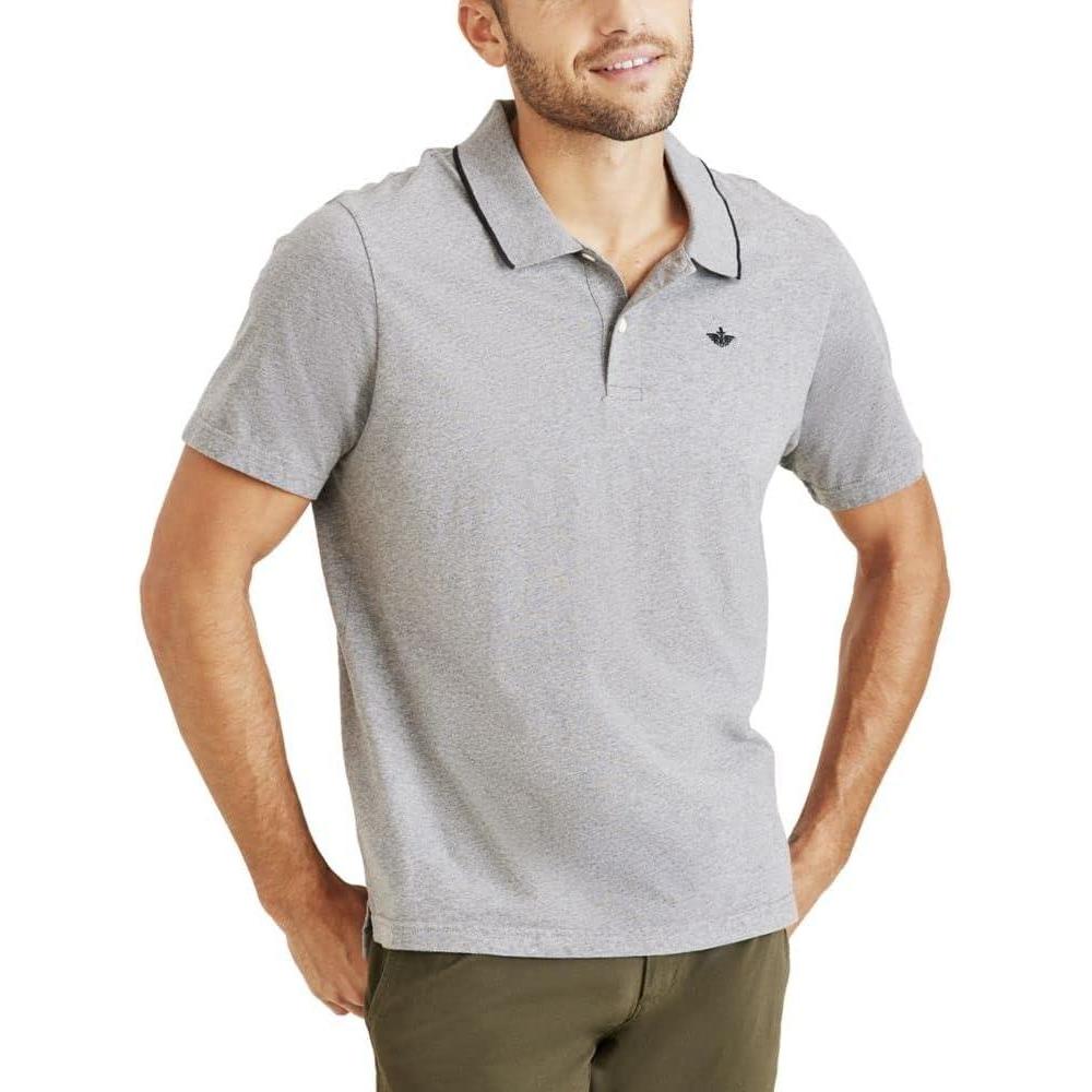 imageDOCKERS Mens Short Sleeve Perfect Performance Polo Regular and Big ampamp TallGray Heather