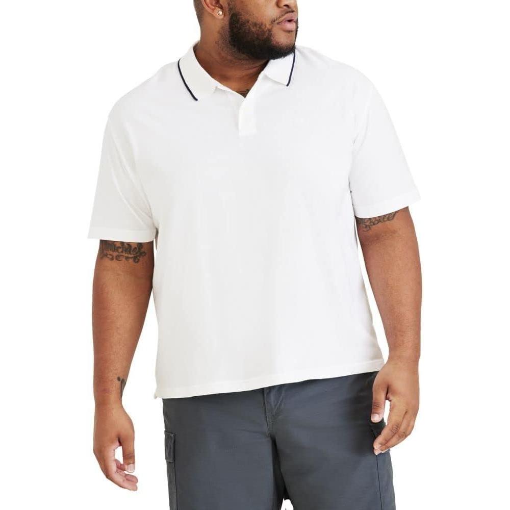 imageDOCKERS Mens Short Sleeve Perfect Performance Polo Regular and Big ampamp TallLucent White