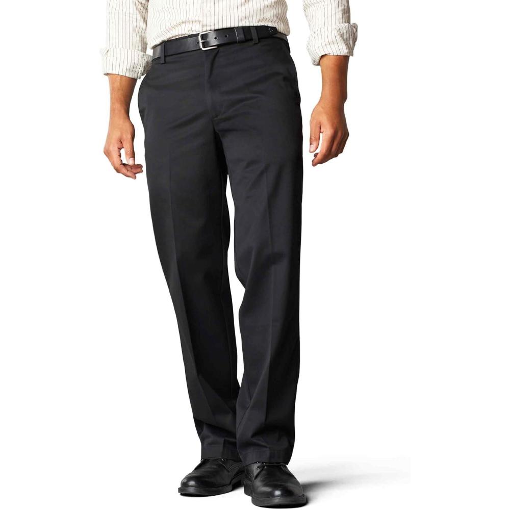 imageDockers Mens Straight Fit Signature Lux Cotton Stretch Khaki PantBlack Cotton