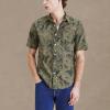 DOCKERS Men’s Regular Fit Short Sleeve Casual Shirt (Standard and Big & Tall)(Duffel Bag Green – Maria Print (Slub))