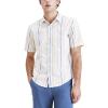 DOCKERS Men’s Regular Fit Short Sleeve Casual Shirt (Standard and Big & Tall)(Golden Apricot – Laguna Stripe (Slub))