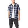 Dockers Men’s Classic Fit Short Sleeve Signature Comfort Flex Shirt (Standard and Big & Tall)(Navy Ash Blue – Hunley Plaid)