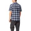 Dockers Men’s Classic Fit Short Sleeve Signature Comfort Flex Shirt (Standard and Big & Tall)(Navy Ash Blue – Hunley Plaid)