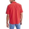 Dockers Men’s Regular Fit Short Sleeve Camp Collar Shirt(Cherry Bomb Red – Solid (Seersucker))