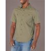 Dockers Men’s Regular Fit Short Sleeve Utility Shirt(Camo Green – Solid (Rip Stop))