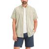 DOCKERS Men’s Classic Fit Short Sleeve Signature Shirt with Stain Defender((New) Sambria Dusty Yellow Stripe)
