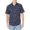 DOCKERS Men’s Regular Fit Short Sleeve Casual Shirt (Standard and Big & Tall)(Dockers Navy Blue – Ano Nuevo Print (Poplin))