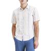 DOCKERS Men’s Regular Fit Short Sleeve Casual Shirt (Standard and Big & Tall)(Golden Apricot – Laguna Stripe (Slub))