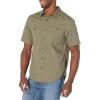 Dockers Men’s Regular Fit Short Sleeve Utility Shirt(Camo Green – Solid (Rip Stop))