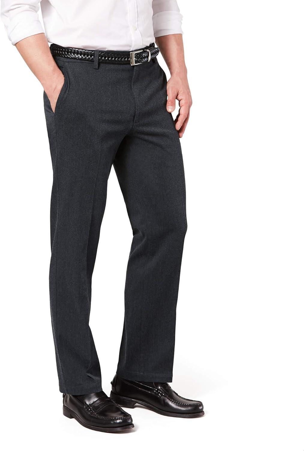 imageDockers Mens Classic Fit Signature Khaki Lux Cotton Stretch PantsCharcoal Heather