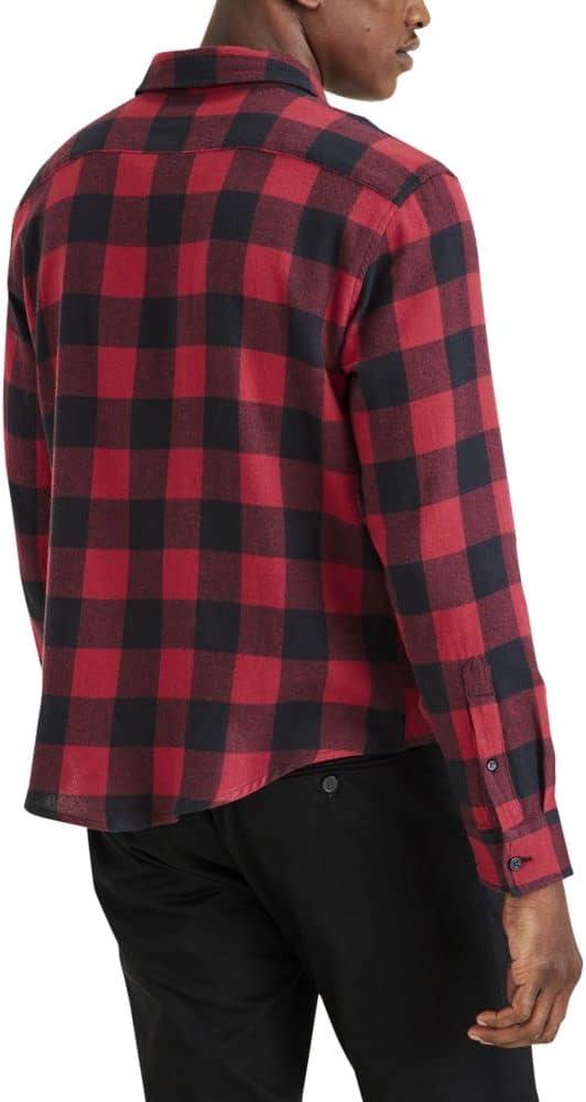 imageDockers Mens Regular Fit Long Sleeve Casual Shirt Regular and Big ampamp TallBiking Red  Freestone Buffalo Check Flannel