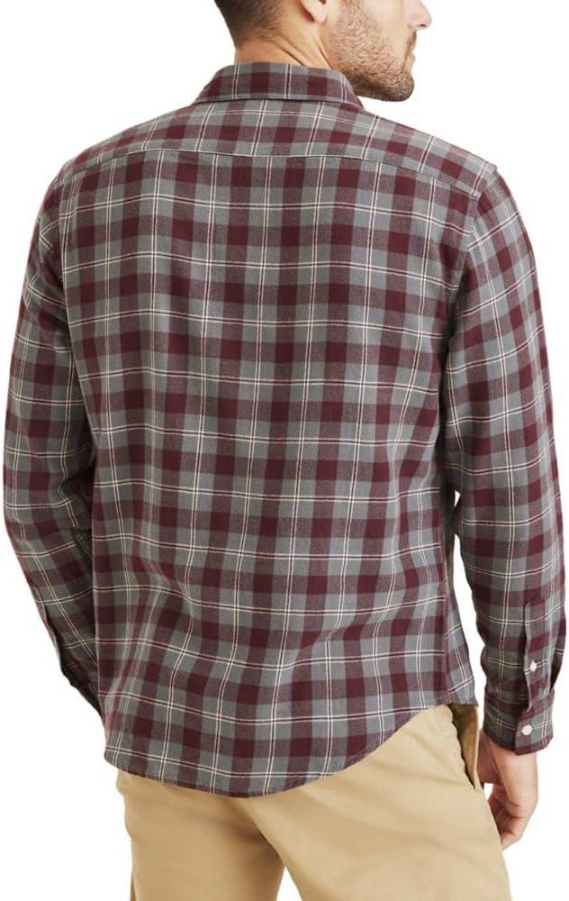 imageDockers Mens Regular Fit Long Sleeve Casual Shirt Regular and Big ampamp TallBitter Chocolate  Seahaven Plaid Flannel