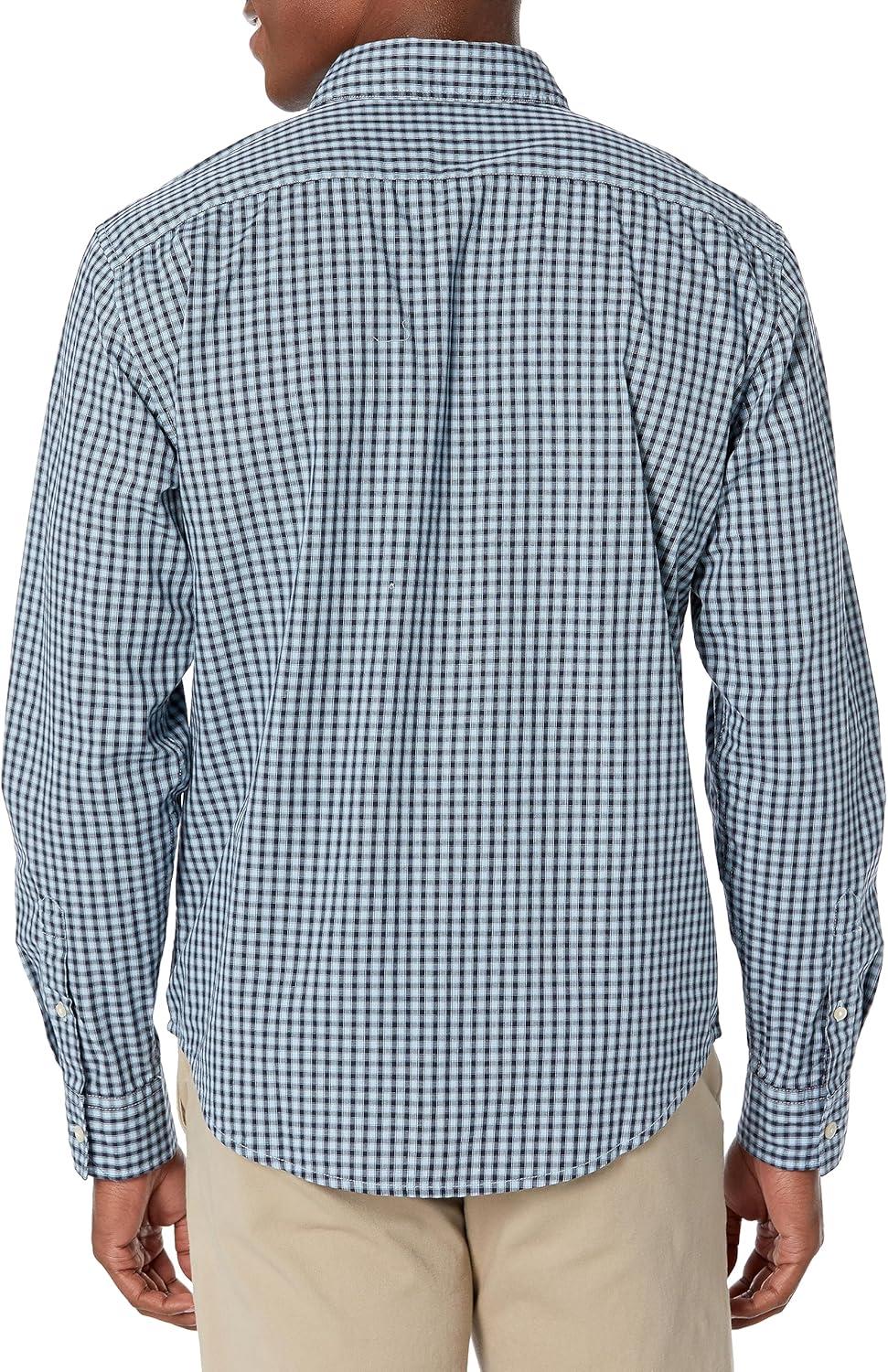 imageDockers Mens Regular Fit Long Sleeve Casual Shirt Regular and Big ampamp TallBlue Bell  Stadium Gingham Poplin