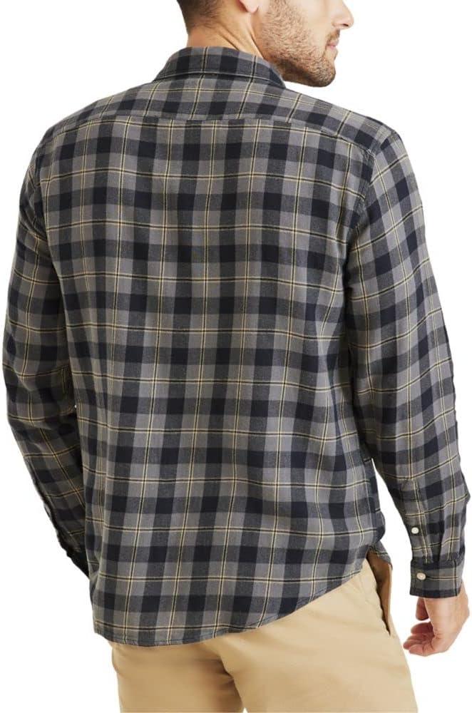 imageDockers Mens Regular Fit Long Sleeve Casual Shirt Regular and Big ampamp TallBurma Grey  Seahaven Plaid Flannel