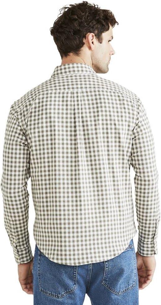 imageDockers Mens Regular Fit Long Sleeve Casual Shirt Regular and Big ampamp TallCamo Green  Albany Oxford