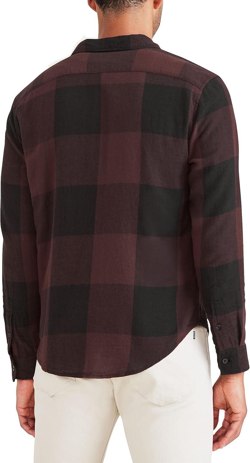 imageDockers Mens Regular Fit Long Sleeve Casual Shirt Regular and Big ampamp TallDecadent Chocolate Brown  Davis Flannel