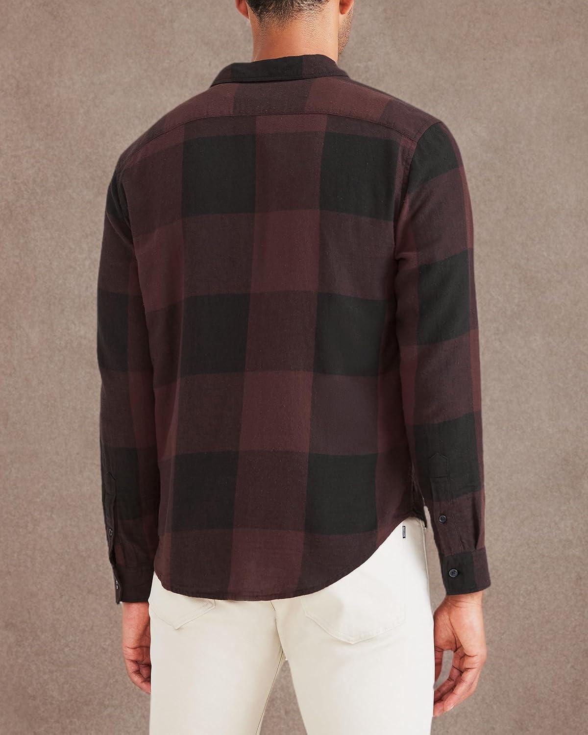 imageDockers Mens Regular Fit Long Sleeve Casual Shirt Regular and Big ampamp TallDecadent Chocolate Brown  Davis Flannel