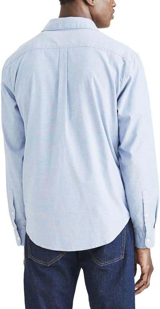 imageDockers Mens Regular Fit Long Sleeve Casual Shirt Regular and Big ampamp TallDelft Blue  End on End Oxford
