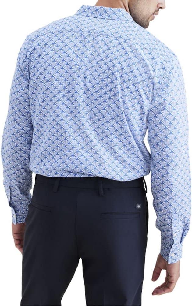 imageDockers Mens Regular Fit Long Sleeve Casual Shirt Regular and Big ampamp TallDelt Blue  La Almeja Print Slub