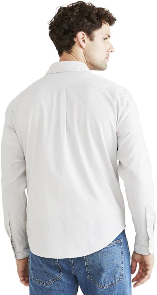 imageDockers Mens Regular Fit Long Sleeve Casual Shirt Regular and Big ampamp TallFoil Grey  End on End Oxford