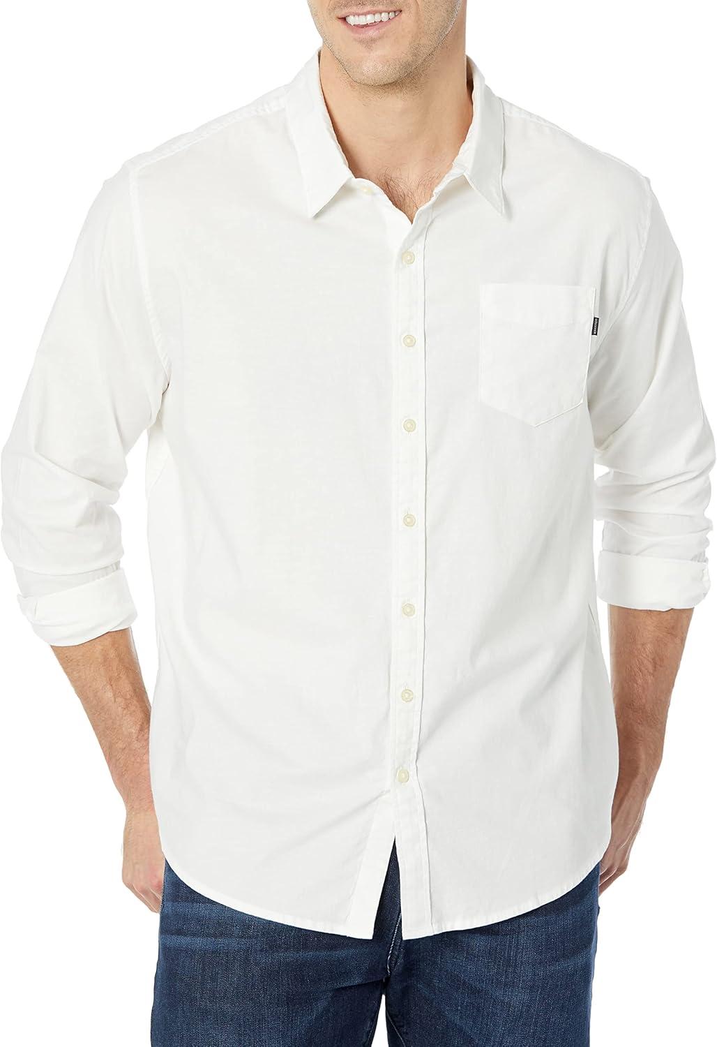 imageDockers Mens Regular Fit Long Sleeve Casual Shirt Regular and Big ampamp TallLucent White  Solid Oxford