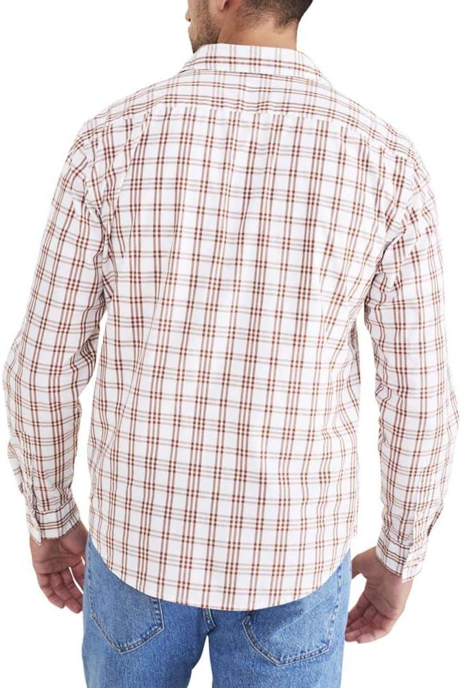imageDockers Mens Regular Fit Long Sleeve Casual Shirt Regular and Big ampamp TallMocha Bisque Brown  Sturgis Plaid Poplin