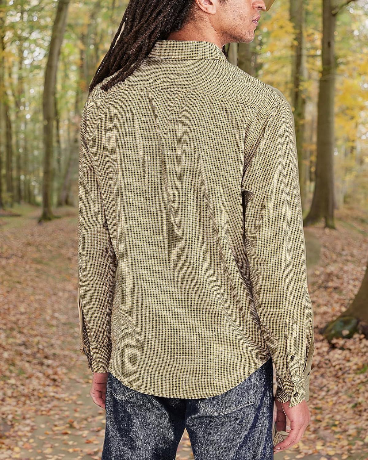 imageDockers Mens Regular Fit Long Sleeve Casual Shirt Regular and Big ampamp TallNugget Gold  Champion Twill