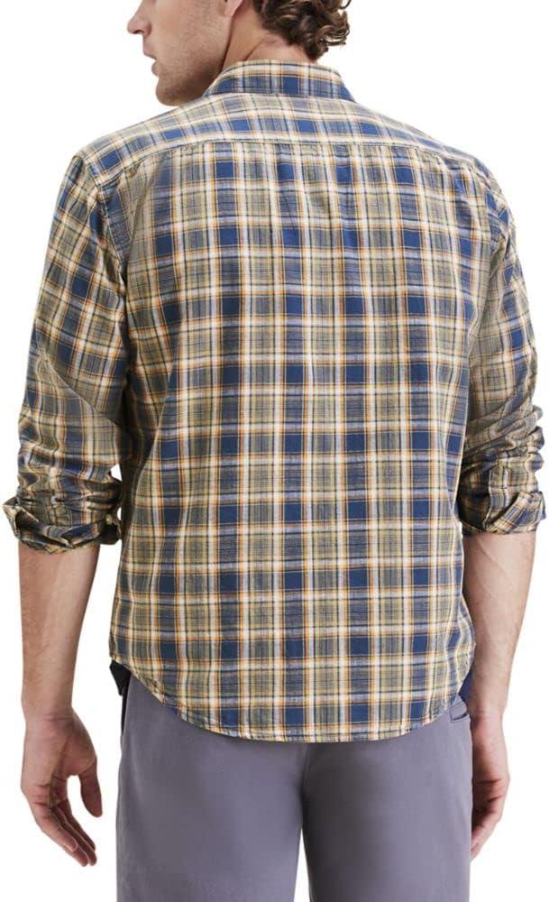 imageDockers Mens Regular Fit Long Sleeve Casual Shirt Regular and Big ampamp TallOcean Blue  San Antonio Plaid Slub