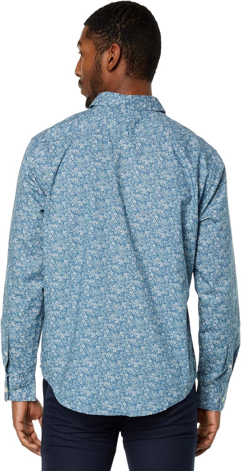 imageDockers Mens Regular Fit Long Sleeve Casual Shirt Regular and Big ampamp TallOceanview Blue  Dillon Print Poplin
