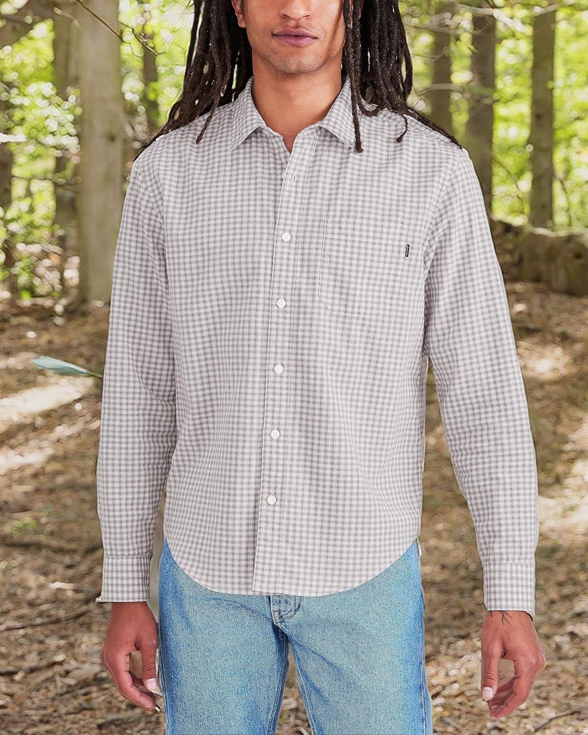 imageDockers Mens Regular Fit Long Sleeve Casual Shirt Regular and Big ampamp TallPurple Dove