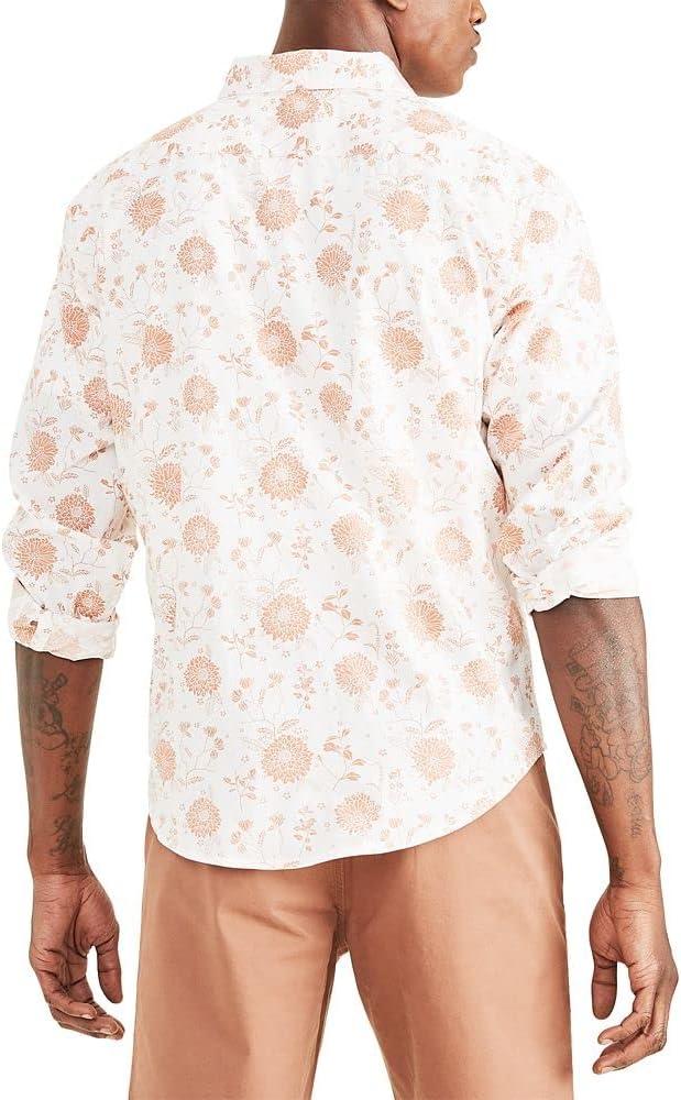 imageDockers Mens Regular Fit Long Sleeve Casual Shirt Regular and Big ampamp TallRose Dawn Red Floral Print Poplin