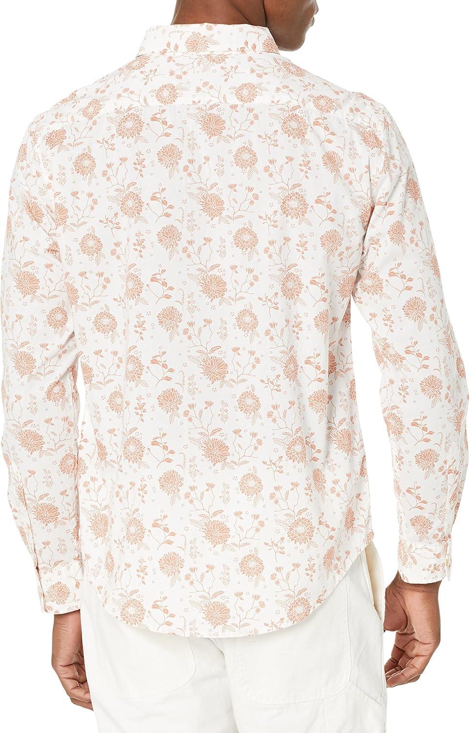 imageDockers Mens Regular Fit Long Sleeve Casual Shirt Regular and Big ampamp TallRose Dawn Red Floral Print Poplin