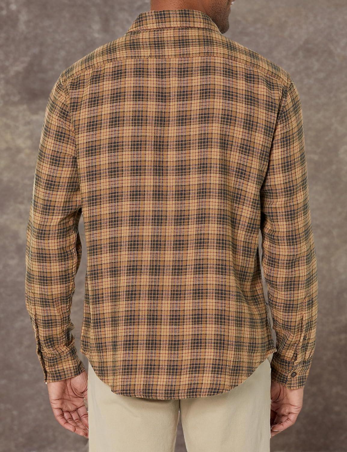 imageDockers Mens Regular Fit Long Sleeve Casual Shirt Regular and Big ampamp TallTan  Bakersz Flannel