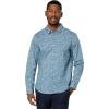 Dockers Men’s Regular Fit Long Sleeve Casual Shirt (Regular and Big & Tall)(Oceanview Blue – Dillon Print (Poplin))