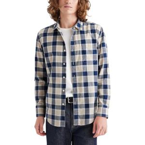 Dockers Men’s Regular Fit Long Sleeve Casual Shirt (Regular and Big & Tall)(Apex Slub Vintage Indigo – Plaid)