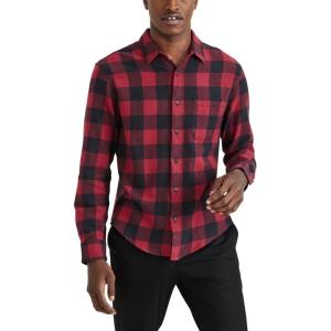 Dockers Men’s Regular Fit Long Sleeve Casual Shirt (Regular and Big & Tall)(Biking Red – Freestone Buffalo Check (Flannel))