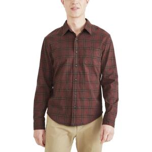 Dockers Men’s Regular Fit Long Sleeve Casual Shirt (Regular and Big & Tall)(Bitter Chocolate Burgundy – Ana Vista Plaid (Oxford))