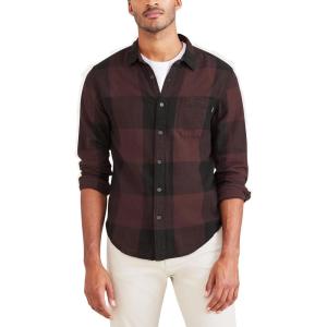 Dockers Men’s Regular Fit Long Sleeve Casual Shirt (Regular and Big & Tall)(Decadent Chocolate Brown – Davis (Flannel))