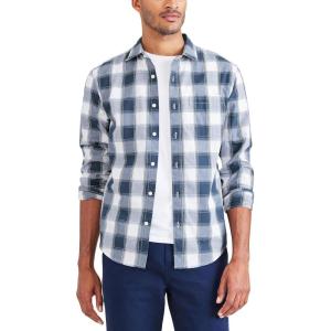 Dockers Men’s Regular Fit Long Sleeve Casual Shirt (Regular and Big & Tall)(Egret White – Oceanic Plaid)