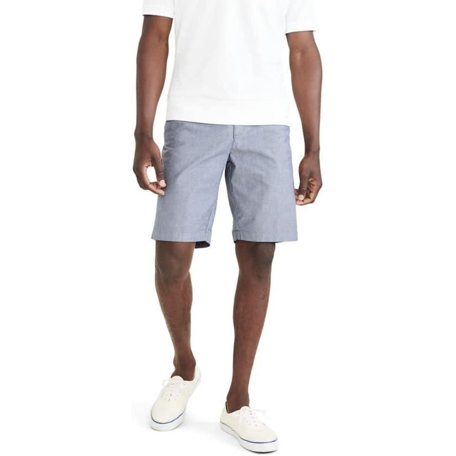 imageDockers Mens Straight Fit Supreme Flex Ultimate 95quot ShortsChambray  Navy Blazer