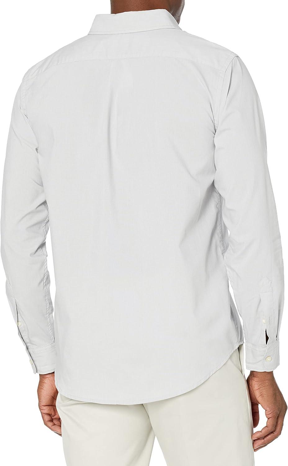 imageDockers Mens Classic Fit Long Sleeve Signature Comfort Flex Shirt Standard and Big ampamp TallFoil Grey  End on End