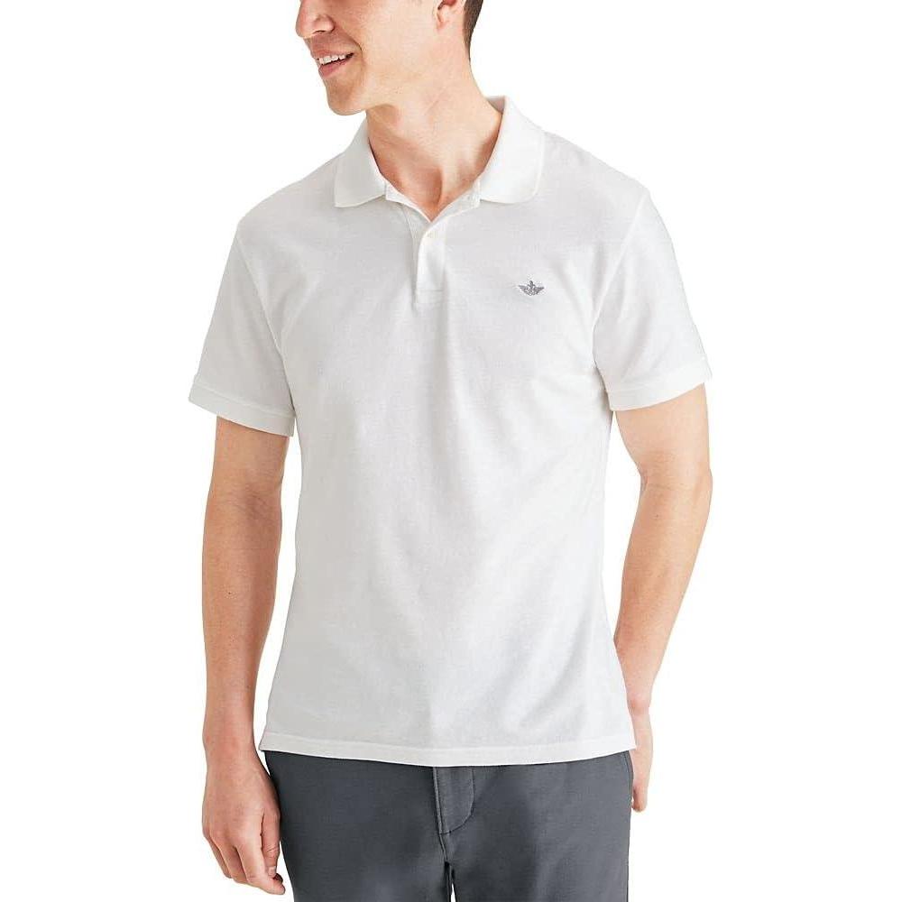 imageDOCKERS Mens Regular Fit Short Sleeve Performance Pique PoloLucent White