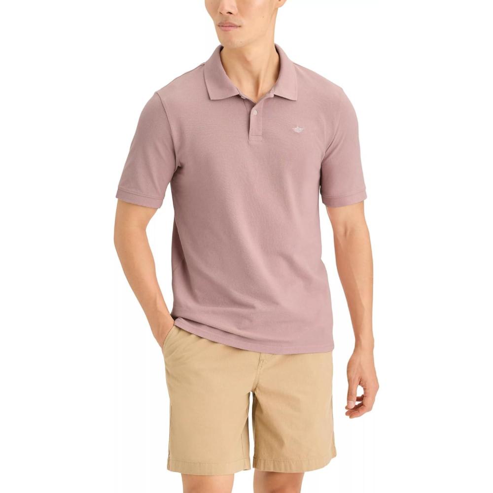 imageDOCKERS Mens Regular Fit Short Sleeve Performance Pique PoloNew Pale Mauve